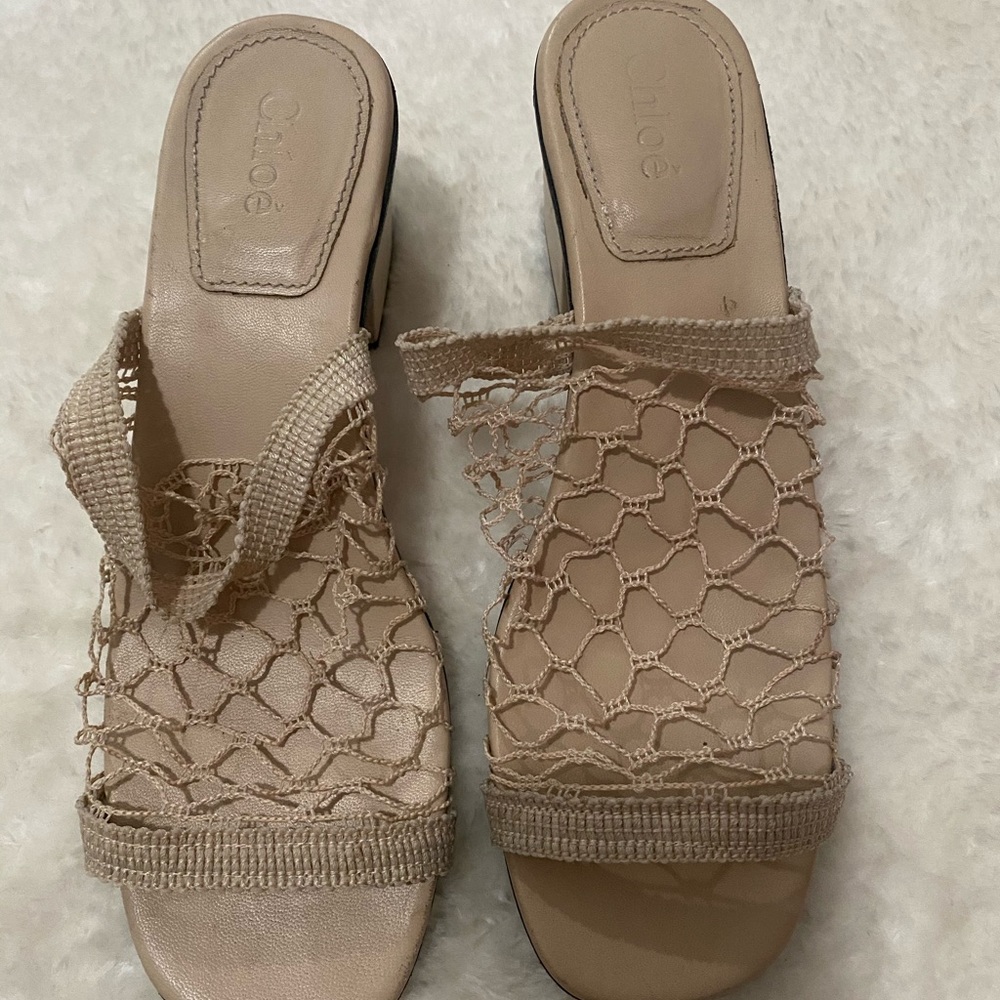 Chloe Beige Cream Mesh Lucy Sandals